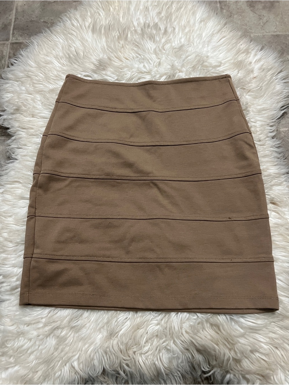 Stretchy Soft Tan Bandage Mini Skirt